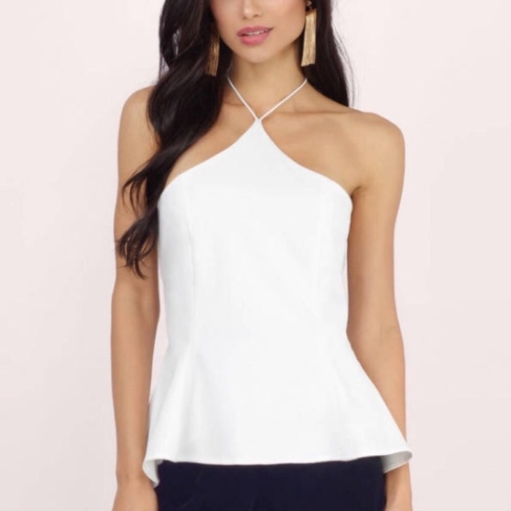 Tobi white halter top with open strappy back